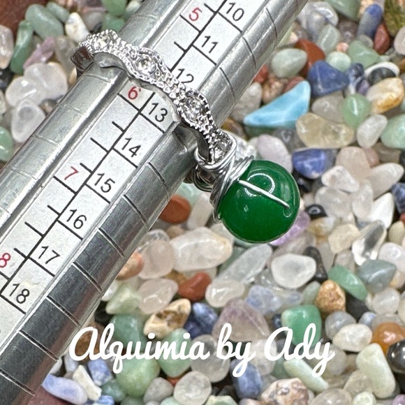 Dark green untreated emerald silver oversized gem ring - Picture 4 of 4